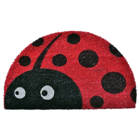 Jensendistributionservices Imports Decor Half Round Lady Bug Coir Door Mat MI2592395